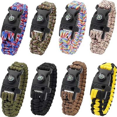 RLXMARTD 8 Pack Emergency Survival Bracelet