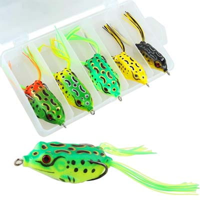 5PCS Topwater Frog Lures Set with Box