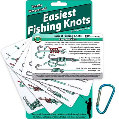 Easiest Fishing Knots Waterproof Guide with Mini Carabiner