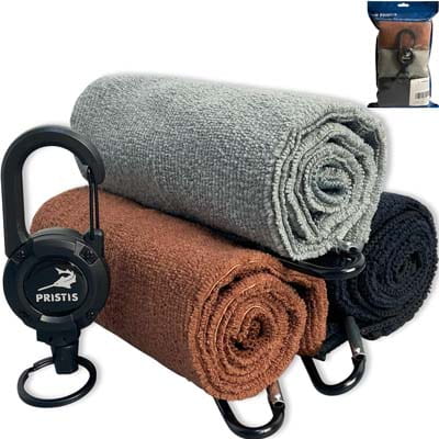 Pristis 3 Pack Fishing Towels with Clips and Zinger Retractor