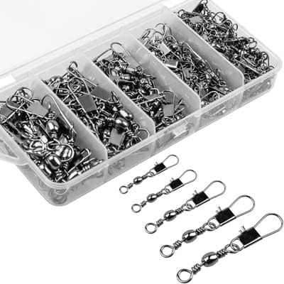 ReeMoo 200PCS Fishing Rolling Ball Bearing Barrel Swivel