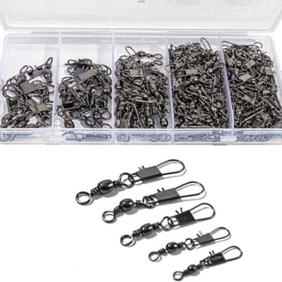 Scaups 100Pcs Fishing Swivels 5 Sizes Barrel Snap Swivel