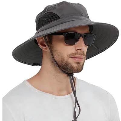 Wide Brim Sun Bucket Hat Waterproof Boonie Hat
