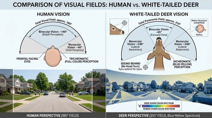 Deer Vision Field Comparison - 310 Degree Field of View