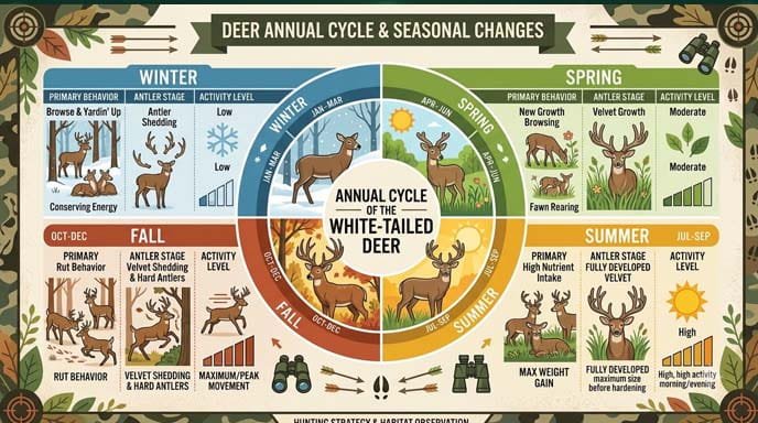 White-Tailed Deer Annual Cycle - Seasonal Timeline