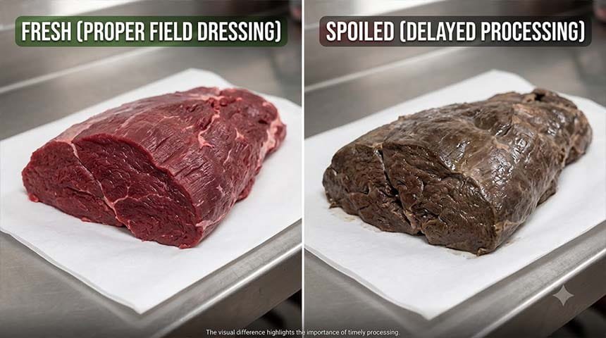 Comparison of fresh meat versus spoiled meat quality